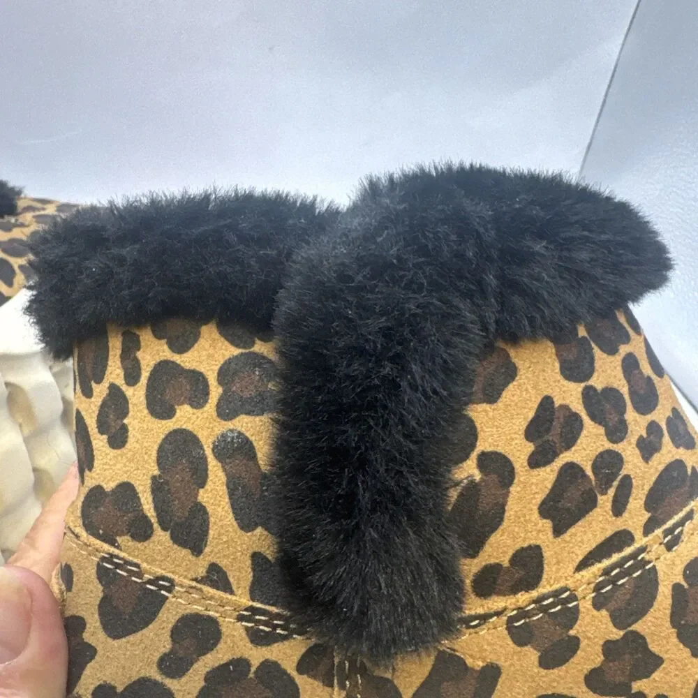 Skechers On The Go Joy Snow Kitty Women's 7 Leopard Faux Fur Lined Booties